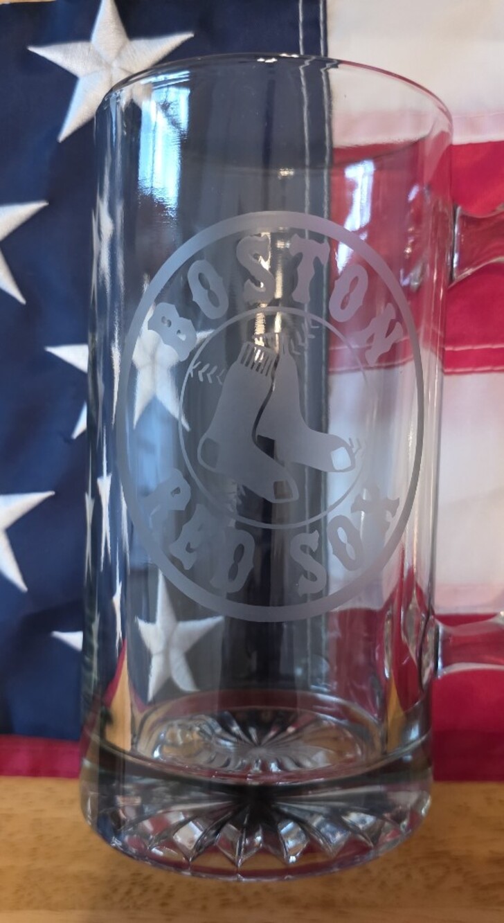 Custom Glass Beer Mug- etched